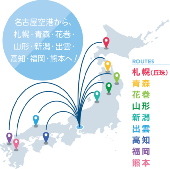 県営名古屋空港就航先
