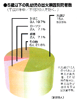 ライターによる火遊び(全体の80%)が多くなっています