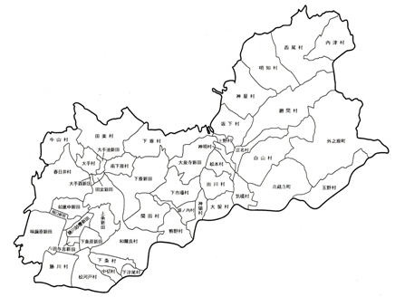 図1　春日井市域における47か村区域図(明治11年12月28日)