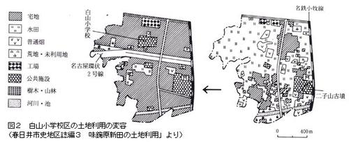 白山小学校区の土地利用の変容