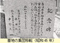 墓地の集団移転石碑