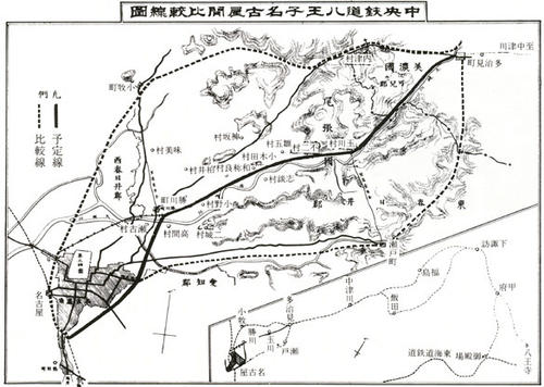 中央鉄道八王子名古屋間比較線図