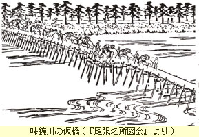 味鋺川の仮橋