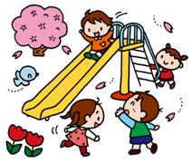 すべり台で遊ぶ子どものカット