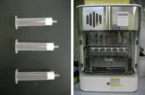 固相抽出カラムと抽出装置の写真