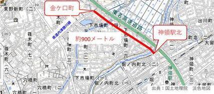 市道166号線整備区間の平面図