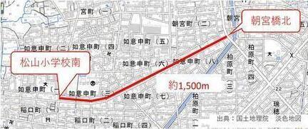 市道118如意申線整備区間の平面図