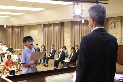 小学生男鹿市交流学習結団式